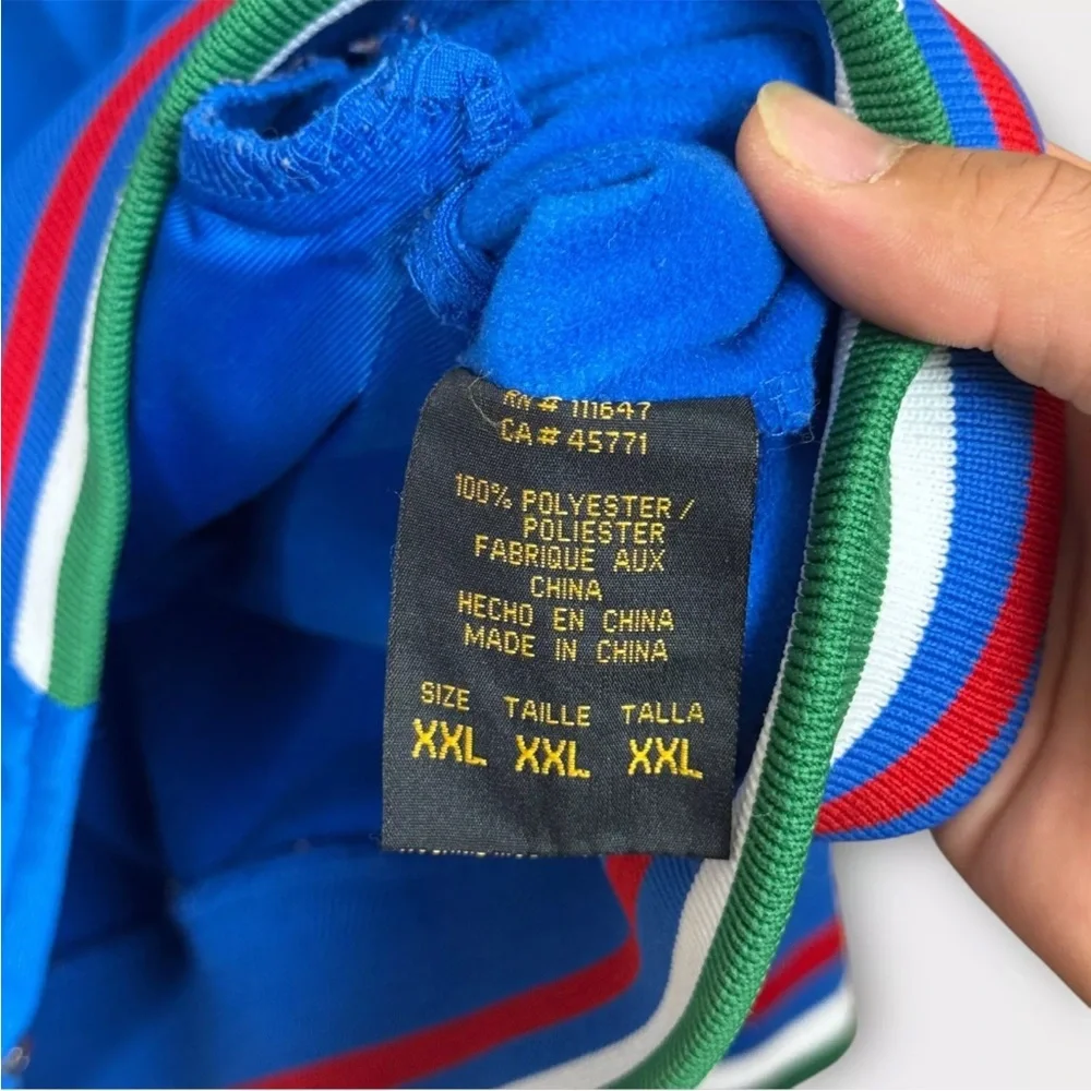 VINTAGE FUTBOL Embroidered ITALIA Zip Up Track Jacket Mens XXL 2XL Blue Soccer